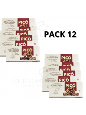 12 UNIDADES DE TURRON DE CHOCOLATE CON ALMENDRAS PICO 200 GRS