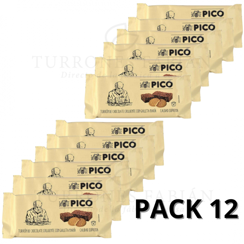 12 UNIDADES DE TURRON DE CHOCOLATE CRUJIENTE PICO GALL MARIA 200 GRS
