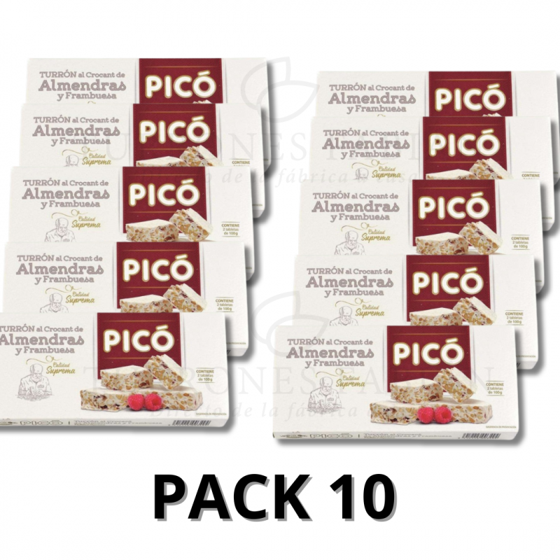 10 UNIDADES DE TURRON AL CONCANT DE ALMENDRA Y FRAMBUESA PICO 200GRS