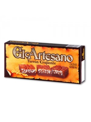 Turrón de chocolate crujiente 200 gr. Calidad suprema - El Artesano 