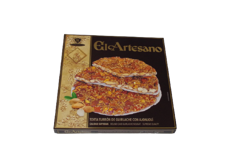 Torta de turron de guirlache con ajonjoli de 200 gramos de la marca El  Artesano