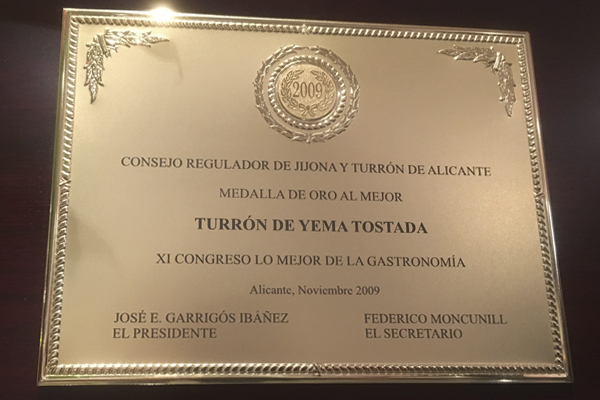 Premio al mejor Turrón de Yema Tostada El Abuelo