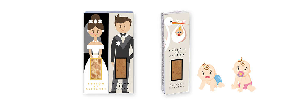 Porciones individuales de turrón para bodas y eventos